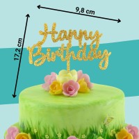 Cake-Topper "Happy Birthday" Glitzer-Gold Maße