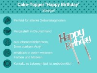 Cake-Topper "Happy Birthday" Spiegel Bulletpoints