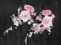 Zuckerblumenbouquet rosa Rosen Maxi auf schwarzem Hintergrund