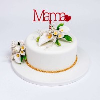 Cake-Topper Mama rot auf Torte