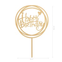 Cake Topper Happy Birthday mit Herz und Kreis Produktfoto mit Maßen