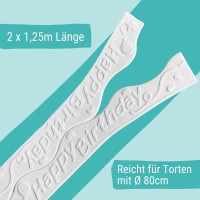 Fondantrand Wellenband Happy Birthday Detailansicht
