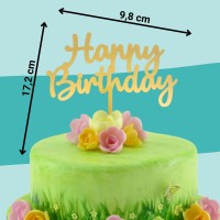 Cake-Topper "Happy Birthday" Gold Maße