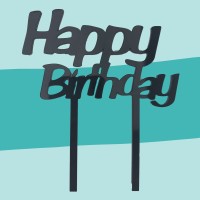Cake-Topper Happy Birthday Schwarz
