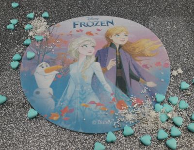 Frozen Motivtorte aufleger mit Anna, Elsa und Olaf im Herbstmotiv