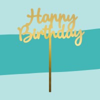 Cake-Topper "Happy Birthday" Gold
