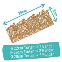Sweet lace-pearl gold "Blüten und Blätter" essbare Spitze - fertig zum Gebrauch 38x8cm