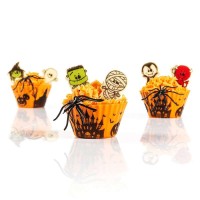 Schokoladenaufleger Halloween Figuren auf Muffins