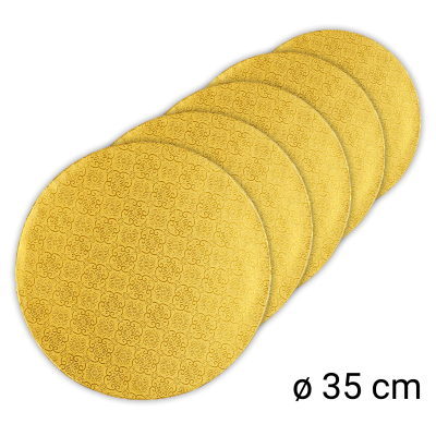 Tortenplatte rund 350 x 10 mm gold 5 Stck