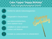 Cake-Topper "Happy Birthday" Gold Bulletpoints