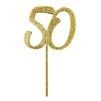 Cake Topper 50 glitzergold
