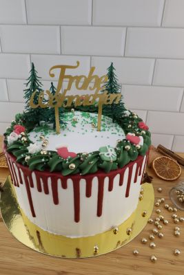 Cake-Topper "Frohe Weihnachten" Acryl gold