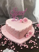 Cake Topper Sweet 16 Rosa Glitzer
