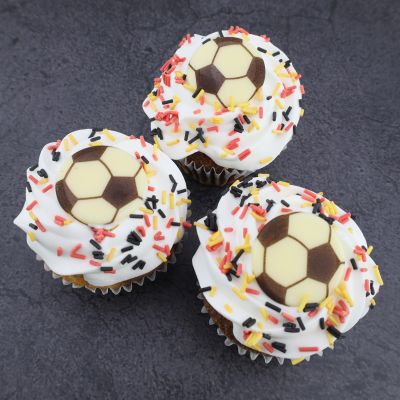 ußball-Dekorationen auf Muffins