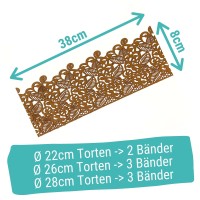 Sweet Lace Pearl Bronce Gold Spitzenrand Blüten und Blätter Maße