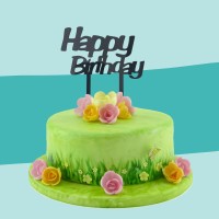 Cake-Topper Happy Birthday Schwarz