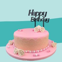 Cake-Topper Happy Birthday Schwarz