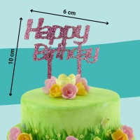 Cake Topper Happy Birthday Glitzer Rosa Maße