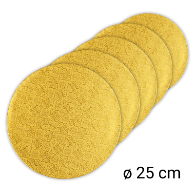 Tortenplatte rund 250 x 10 mm Gold 5 Stck